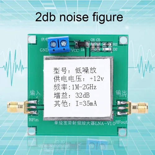 Vista 2 de Amplificador de banda ancha RF, 12V 0.01-2000MHz 32dB amplificador LNA de bajo ruido AMP receptor de módulo de banda ancha, receptor de módulo