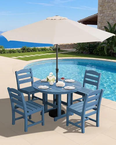 Vista 31 de SERWALL Juego de sillas de comedor Adirondack para exterior, conjunto de 2, sillas de patio de HDPE resistentes a todo clima, color negro