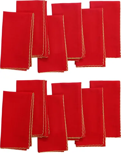 Vista 10 de COTTON CRAFT Servilletas rojas de Navidad, paquete de 12 servilletas de Rojo navideño
