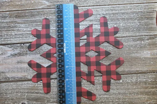 Vista 4 de Buffalo plaid snowflake ornament decorations...paper+chipboard [3 sizes to choose]