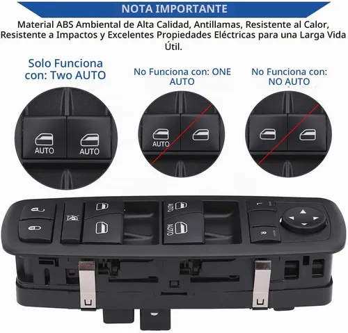 Vista 6 de Obaee Interruptor de ventana delantera izquierda 68231805AA compatible con Chrysler 300 2011-2012, Chrysler 200 2015-2017, Dodge Charger 2011-2014