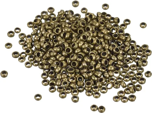 Vista 8 de uxcell 1000 cuentas redondas de engarzado, cuentas espaciadoras de extremo de crimpado de 0.079 pulgadas, pequeños tapones para hacer pulseras