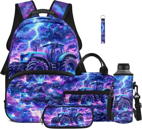 Vista 21 de Bulopur Eagle American Flag Print Kids Backpack Boys Elementary School 17 Inch Bookbag With Lunch Bag Water Bottle Holder Keychain Pencil Case 5