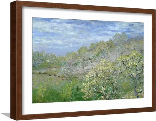 Vista 17 de ART.COM Claude Monet - Póster enmarcado para pared, diseño de árboles en flor, decoración escénica, 18 x 12 pulgadas, marco negro con paspartú blanco