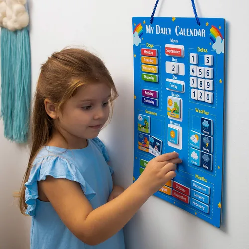 Vista 4 de Calendario Infantil Simply Magic 2025 - Mi Primer Calendario Magnético Diario para Niños, Todo Sobre Hoy Tablero, Calendarios de Días de la Semana
