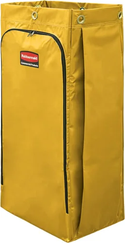 Vista 7 de Rubbermaid Productos Comerciales Bolsa de Vinilo de Repuesto Duradera con Cremallera Frontal 24 Galones Amarilla para Carrito de Limpieza de Amarillo