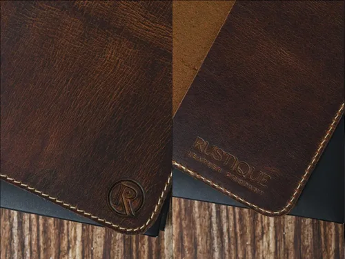 Vista 7 de Rustique Style Leather Journal Cover for Field Notes & Moleskine Cahier Pure Full Grain Vintage Leather Passport Wallet & Card Holder Premium