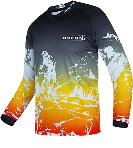 Vista 4 de Weimostar Maillot de ciclismo de manga larga para hombre, transpirable, equipo deportivo, equitación, camiseta de ciclismo