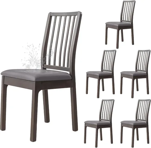 Vista 10 de Dimatic Juego de 2 fundas de asiento para silla, de piel sintética, impermeables, fundas elásticas para sillas de comedor, fundas protectoras