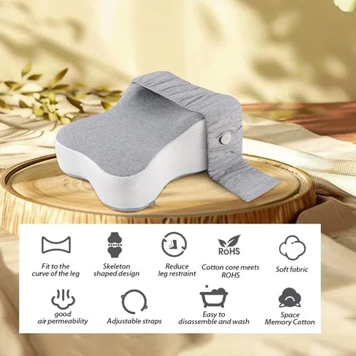 Vista 2 de Almohada de rodilla cómoda para personas que duermen de lado, almohada de espuma viscoelástica para aliviar el dolor de cadera, espalda y ciática