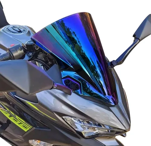 Vista 6 de Parabrisas de doble burbuja de plástico ABS para parabrisas Kawasaki Ninja 400 2018 2019 2020 2021 (negro)