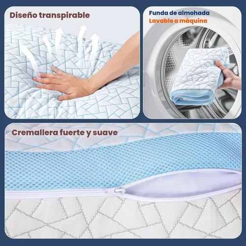 Vista 7 de A-Pce Almohada para dormir de lado, almohada refrescante para soporte de Almohadas ajustables de espuma viscoelástica para aliviar el dolor