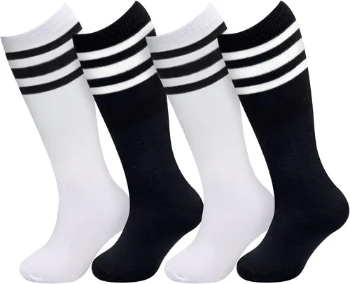Vista 2 de 4 pares de calcetines de fútbol para niños, calcetines de fútbol para niñas, calcetines de fútbol para niños pequeños, calcetines de tubo para niños