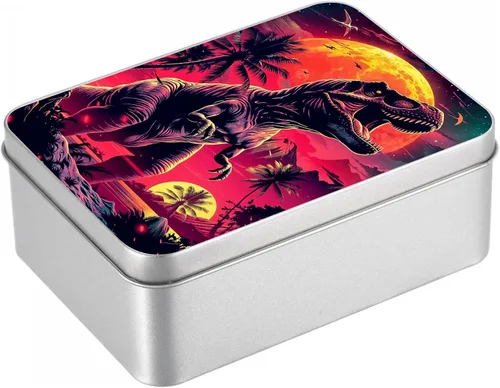 Vista 25 de Caja de lata de metal con tapa, contenedor de almacenamiento rectangular vacío de hojalata, estuche de lata portátil ligero para manualidades