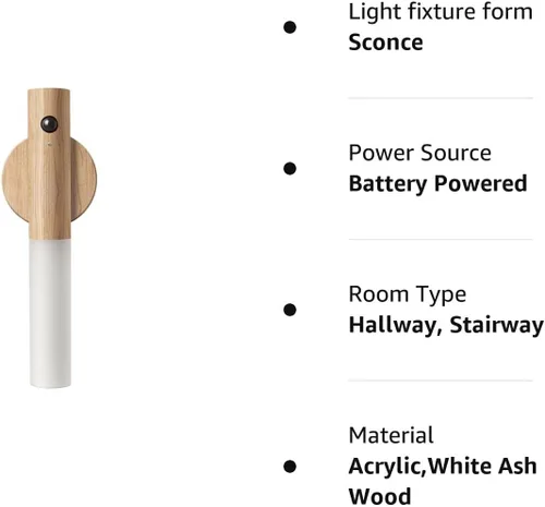 Vista 11 de LANDGOO Luces nocturnas con sensor de movimiento de madera, imán y sensor de cuerpo, luces nocturnas para pasillo, luz LED recargable, escalera