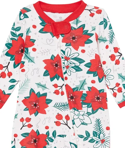 Vista 4 de HonestBaby Sleep and Play Footed Holiday Pajamas One-Piece Sleeper Zip-front Organic Cotton PJs Baby Boys, Girls, Unisex