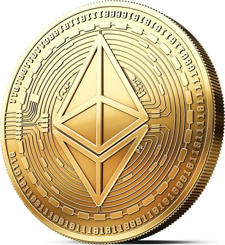 Vista 7 de Bitcoin físico chapado en oro de 24 quilates. Un verdadero artículo de coleccionista con funda protectora
