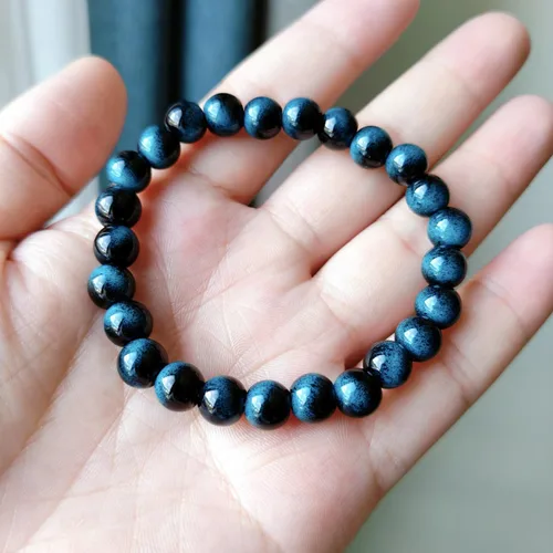 Vista 41 de Pulseras de triple protección con piedra de ojo de tigre de obsidiana negra con hematita para hombres y mujeres, pulsera de piedra curativa