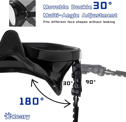 Vista 7 de Keary Gafas de natación para adultos con cubierta para la nariz, gafas de natación para hombres, mujeres, jóvenes, buceo, piscina, gafas de agua
