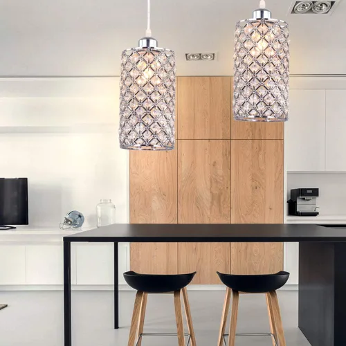 Vista 5 de Iluminación Moderna de Colgante de Cristal, Accesorio de Iluminación Colgante Ajustable de Techo para Cocina, Comedor, Dormitorio, Isla de Cocina