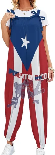 Vista 8 de Mono con tirantes y bandera de Puerto Rico para mujer, talla M