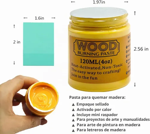 Vista 3 de JAJADO Pasta para Quemar Madera y Mini Espátula, Gel para Quemar Madera de 4 OZ para Lienzo, Mezclilla, Tablero de Madera para Manualidades, Pasta