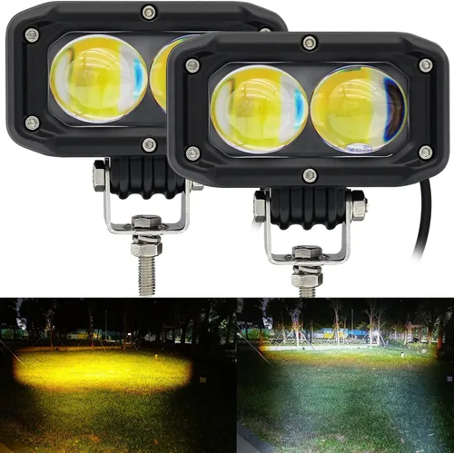 Vista 7 de Luces LED antiniebla de conducción de doble color ámbar/amarillo + blanco, 2 piezas de 3 pulgadas 40 W súper brillantes luces LED de conducción