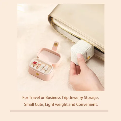 Vista 3 de VOMNA Estuche de joyería de viaje, pequeña caja de anillo de joyería, soporte para anillos, mini estuche de joyería de viaje portátil para anillos