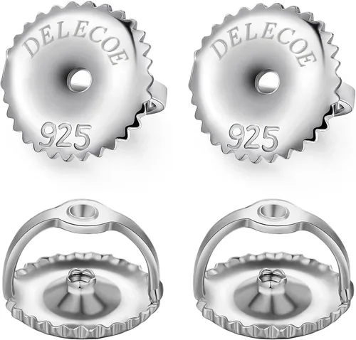 Vista 7 de DELECOE 2 pares de aretes de oro con tornillo para poste roscado de 0.032"/20 calibre, repuestos de aretes de plata de ley chapados en oro de 14