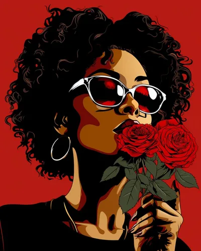 Vista 7 de Pintura por Números Afroamericana DIY Pintura Acrílica Kit de Pintura por Números para Niños Adultos Principiantes Chica Negra de Moda DIY Pintura