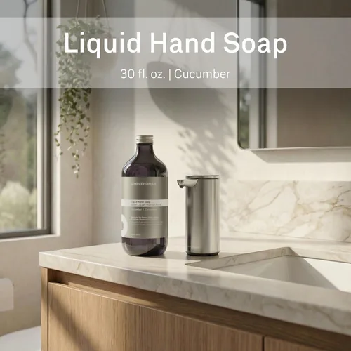 Vista 2 de simplehuman Botella de repuesto de jabón líquido de manos de pepino, 30 onzas líquidas, suave y refrescante aroma de pepino crujiente, vitamina E