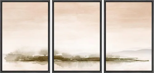 Vista 131 de SIGNWIN Lienzo enmarcado para pared, juego de arte tranquilo con reflejo de lago, acuarela, montaña y agua, ilustraciones modernas, arte abstracto
