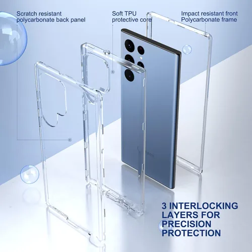 Vista 3 de ULAK Funda transparente para Galaxy S23 Ultra, resistente a prueba de golpes, funda de TPU suave, funda protectora transparente para Samsung Galaxy