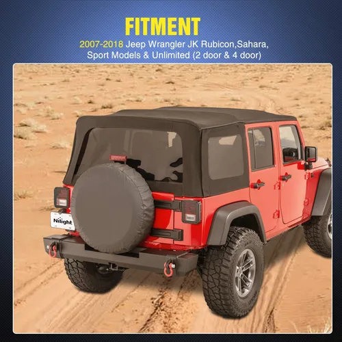Vista 7 de Nilight Protectores de luz trasera, cubiertas de luz trasera negras para Wrangler JK Unlimited 2007-2017, par