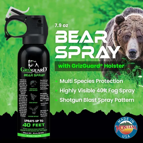 Vista 3 de UDAP Griz Guard Bear Pepper Spray disuasorio de autodefensa con funda para camping, senderismo, pesca, potente patrón de explosión, barrera
