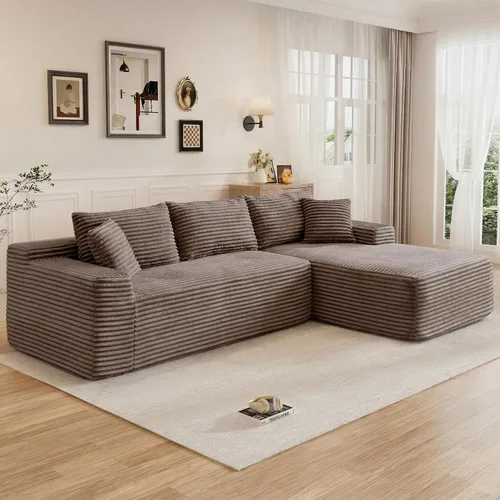 Vista 32 de Sofá modular sin hueso de 95 pulgadas, en forma de L con diván, tapicería de pana suave, asiento profundo, moderno y cómodo sofá para sala de estar