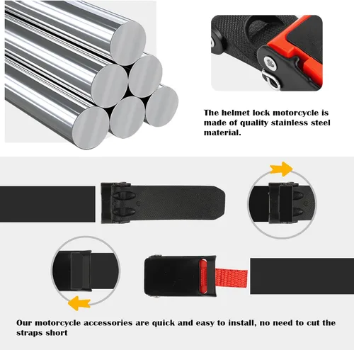 Vista 5 de Kit de hebilla de liberación rápida para casco de motocicleta, correa de casco de motocicleta de acero inoxidable, accesorios universales para casco