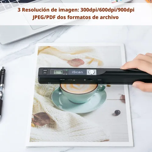 Vista 4 de Escáner portátil, escáner de fotos para documentos A4, escáner de mano para negocios, fotos, imágenes, recibos, libros, selección de formato