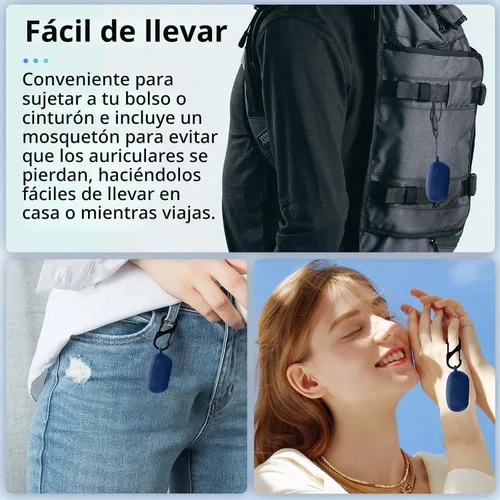 Vista 7 de NOUKAJU - Funda protectora para auriculares Anker Soundcore Liberty 5 (con mosquetón + cordón + bolígrafo de limpieza) a prueba de caídas, a prueba