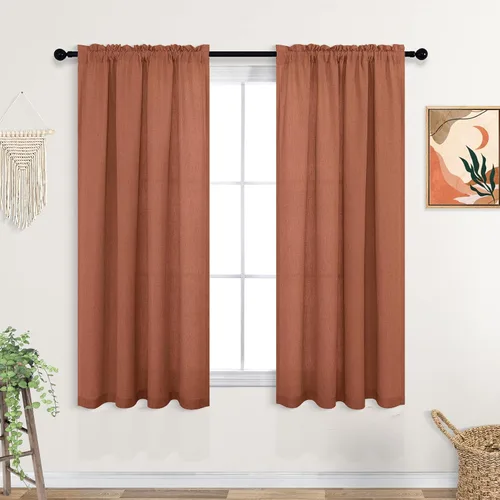 Vista 77 de KOUFALL Juego de 2 cortinas de puerta francesa, cortinas de lino para puerta/ventana, cortina transparente boho para cristal lateral delantero