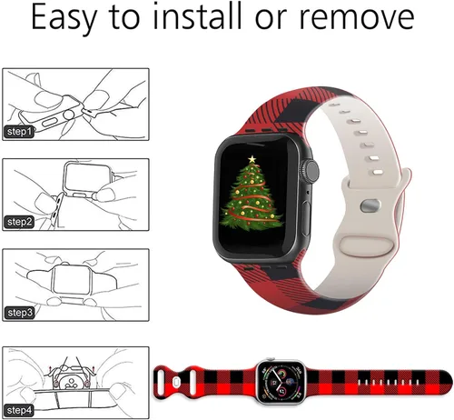 Vista 6 de Christmas Watch Bands Compatible with iWatch 38mm 42mm 40mm 44mm, for iWatch Series 1/2/3/4/5/6/7/SE for Christmas Gifts Women Men