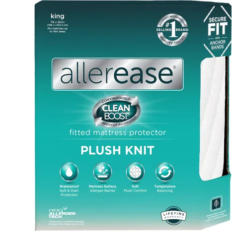 Vista 8 de AllerEase CleanBoost - Protector de colchón de punto de felpa, impermeable, barrera de partículas, equilibrio de temperatura, felpa suave, cómodo
