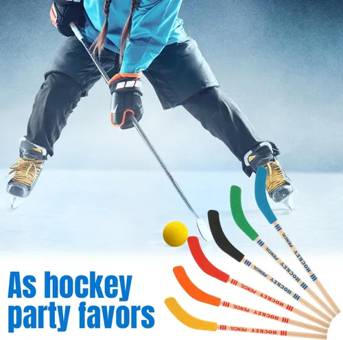 Vista 5 de 72 piezas de recuerdos de fiesta de hockey incluyen 24 lápices de hockey con borradores, 24 bolas, 24 bolsas, lápices, bolas de espuma, regalos