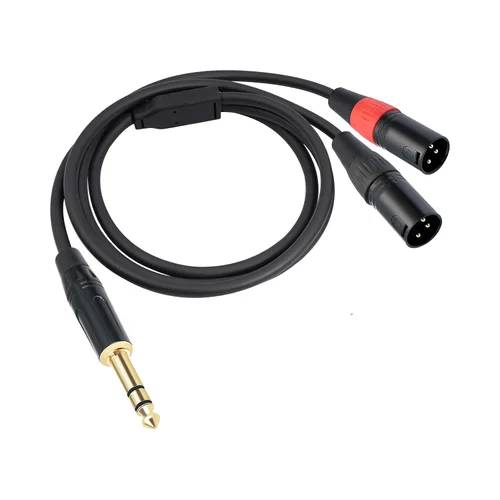 Vista 6 de 1/4 TRS a doble XLR macho Y-Splitter Cable de conexión estéreo de 1/4 pulgadas (0.250 in) a 2 XLR Cable de conexión de 3.3 pies