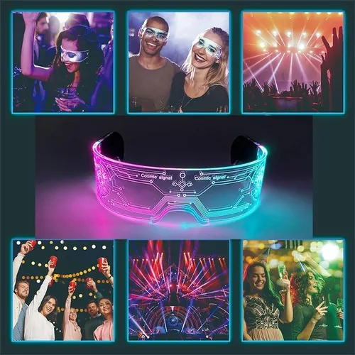 Vista 5 de Gafas, gafas de sol brillantes, gafas de fiesta brillantes, máscaras de neón, juguetes, concierto de música vocal, gafas decorativas, DJ