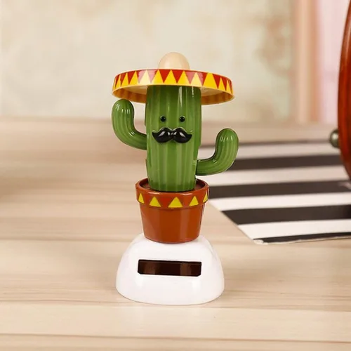 Vista 3 de Cactus Solar Powered Sacudiendo Cabeza Bailando Coche Ornamento Tablero Decoración Juguete Regalo - Cactus