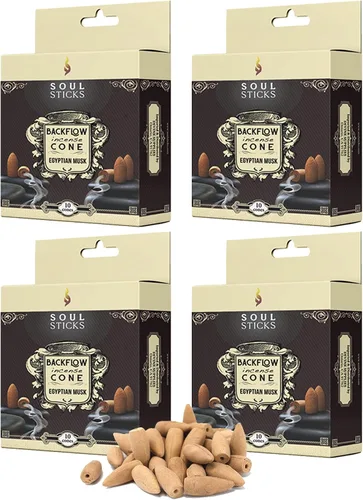 Vista 18 de Conos de incienso de reflujo – 40 conos orgánicos hechos a mano para quemador de cascada Paquete de 4 aromas aromáticos de larga duración Go Away