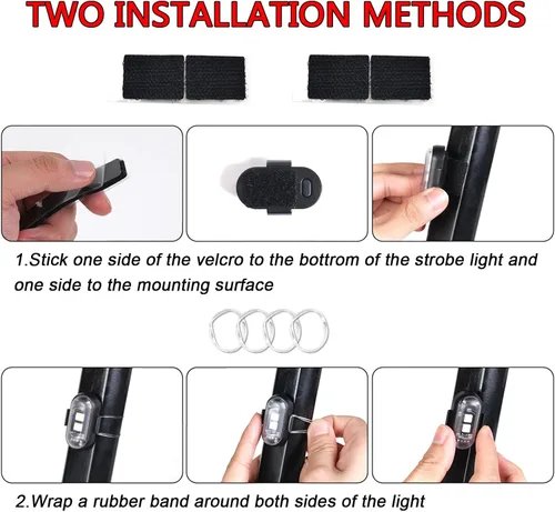Vista 3 de Luces estroboscópicas inalámbricas con control remoto, motocicleta, coche, LED, 8 colores, anticolisión, carga USB, impermeables, luces
