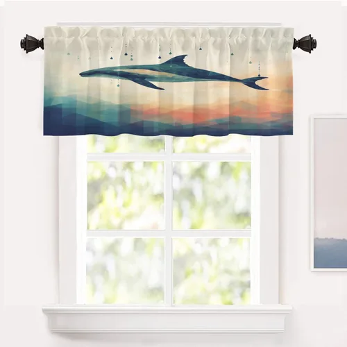 Vista 49 de Shrahala Beige and Orange Abstract Art Brushstrokes Blackout Curtain Tiers, Abstract Oil Paint Kitchen Valance Light Blocking Tier Drapes with Rod