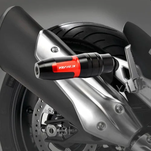 Vista 9 de Para YZF-R3 YZFR3 YZF R3 motocicleta CNC Marcos Escape Slider Protección Crash Pad con logo
